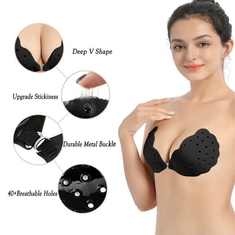 LELINTA Women Self-Adhesive Push Up Bra Silicone Chest Stickers Nipple  Cover Pasties Bra Lady Seamless Gather Invisible Bra 