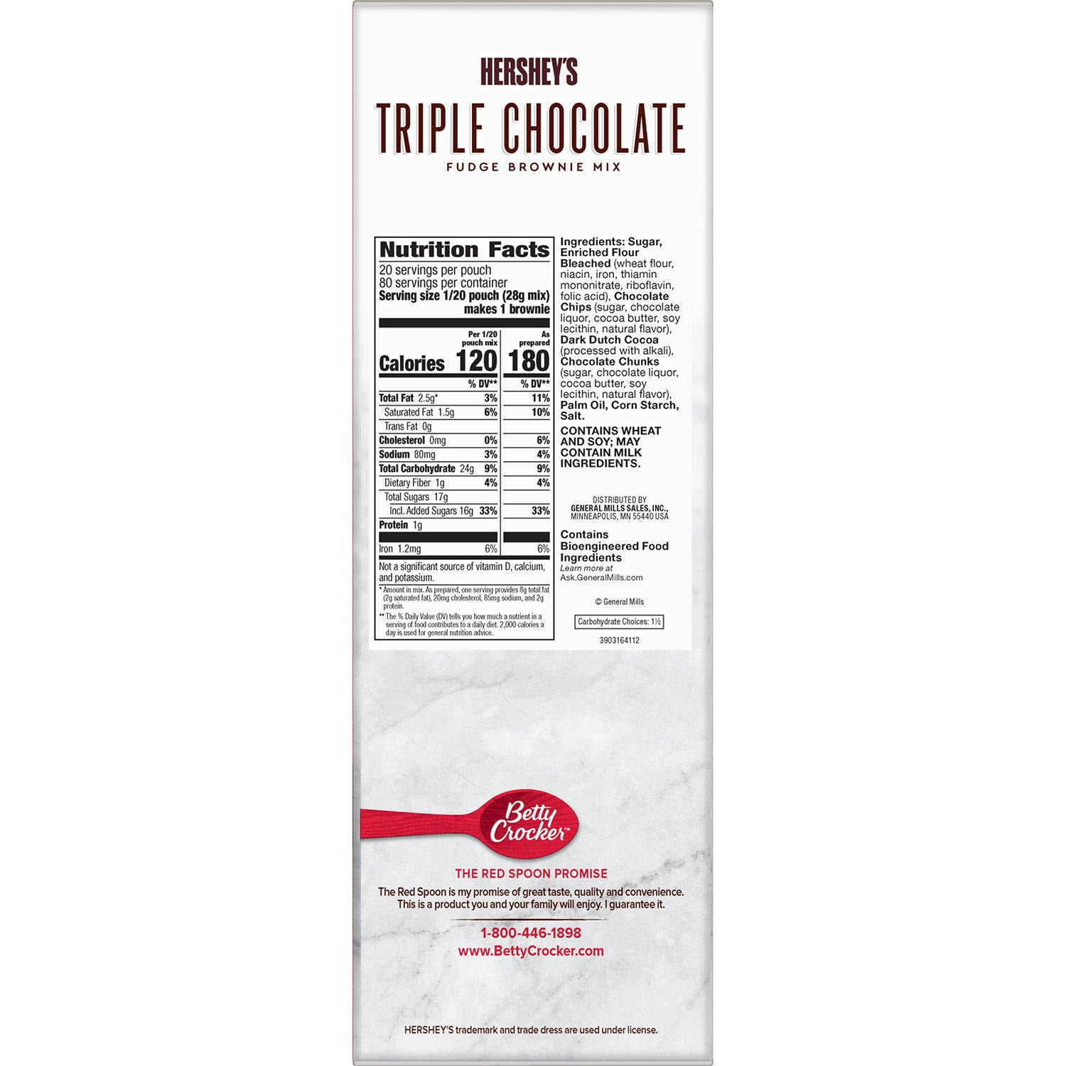 Betty Crocker Hershey's Triple Chocolate Brownie Mix, 20 Oz, 4 Ct
