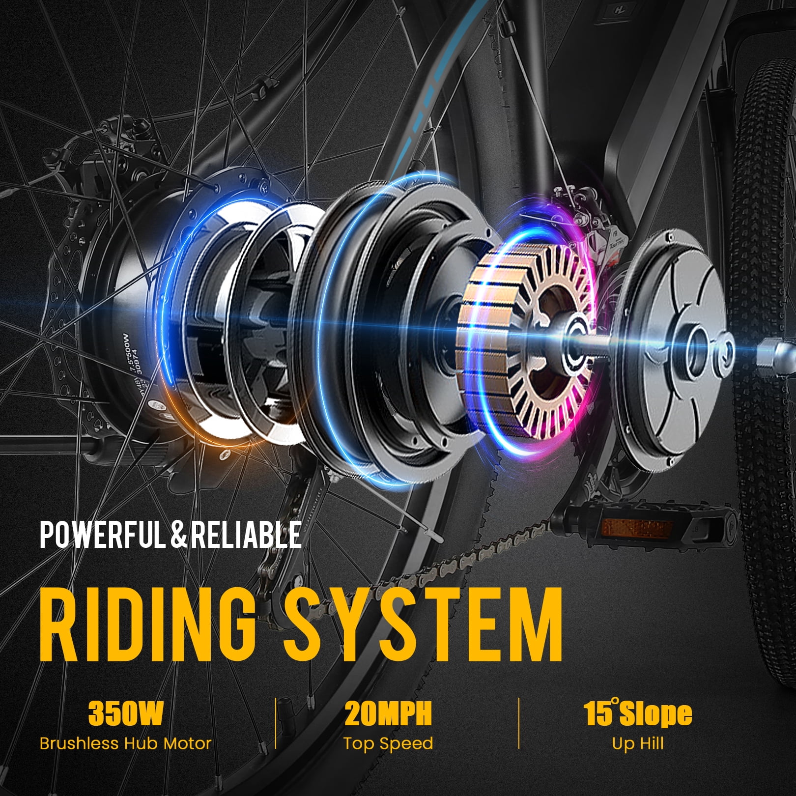 Elifine 26" Electric Bike for Adults 350W Electric Mountain Bike with 36V 10.4Ah Removable Battery, LCD, Lockable Suspension Fork, 5 Riding Modes, 21 Speed Commuter Ebike, UL2849