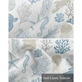 thumbnail image 6 of Coastal Ocean Blue Coral Linen Curtain Valance for Bedroom/Bathroom/Kitchen/Office/Living/Dining Room Window,Summer Turtle Starfish Shell Seahorse Rod Pocket Topper Decorative Cafe Drapes Panel 60x18, 6 of 6