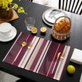 thumbnail image 3 of Rose Red Purple Stripes Placemats Set of 4, Farmhouse Colorful Abstract Lines Placemats for Dining Table, Place Mats for Kitchen Tabletop, Waterproof Wipeable Dining Table Mats Set, 3 of 9