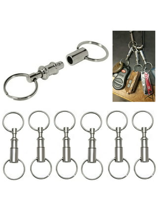 Quick Release Keychain Detachable Split Key Rings Pull Apart Key Clip Connector by Mandala Crafts, Silver