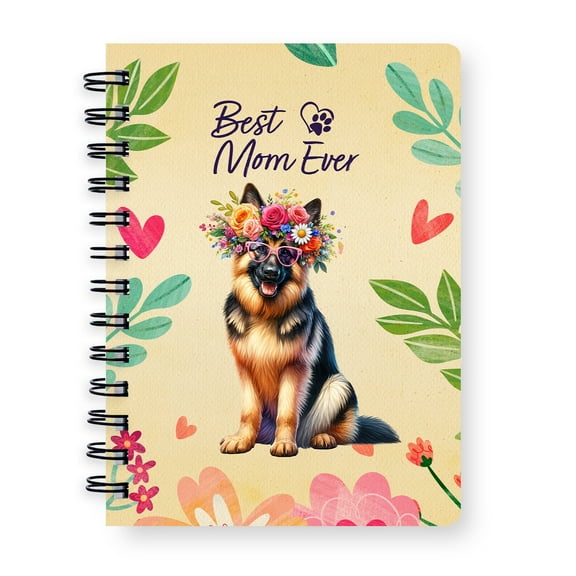 Best German Shepherd Mom Ever Happy Mother's Day Spiral Bound Journal Alsatian Dog Lover Gifts 5x7in Spiral Notebook - 02002