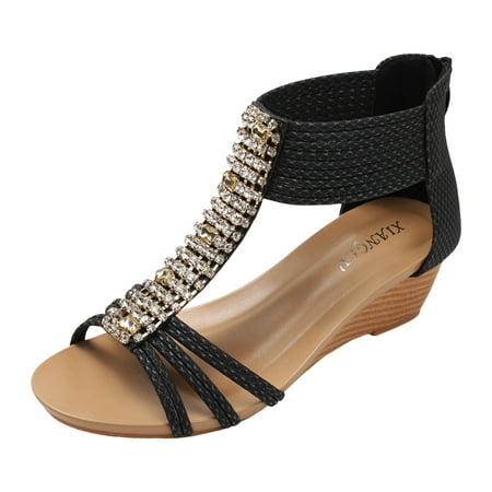 

Jungdeepe 2024 New Sandals Women s Summer Outwear Bohemian Ethnic Diamond Non Slip Roman Shoes Womens Sandals 8 Wide Womens Tie up Sandals Size 12 Cow Print Sandals for Women Fashion Women Shoes