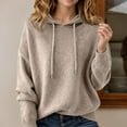 thumbnail image 2 of Women's Hoodie Warm Sweatshirt Loose Hooded Oversized Sweater Color:Beige Size:XXL, 2 of 4