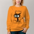 thumbnail image 3 of Women's Cartoon Cat Pattern Crew Neck Pullover Cozy Clothes Autumn Winter, 3 of 11