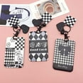 thumbnail image 6 of Lovely Office School Name Tags Keychain Straps Bank Credit Card Black and white grid Checkerboard Card Holder Badge Holder Bus Card Case Pass Card Bag 07, 6 of 8