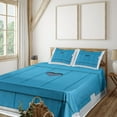 thumbnail image 2 of Ambesonne Vintage Fitted & Top Sheet Set with Shams, Bohemian Italian Heart, White Turquoise, 2 of 5