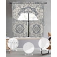 thumbnail image 2 of Beige Blue Boho Swag Curtains for Living Room/Bedroom Windows, Medieval Vintage Ethnic Floral Abstract Kitchen Curtains and Valances Set 36 Inch Length, Light Filtering Swags Valance Curtain Panels, 2 of 5