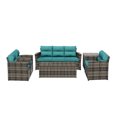 thumbnail image 3 of WestinTrends 6-Piece Patio Furniture Conversation Sofa Set PE Rattan Wicker, Brown/Turquoise, 3 of 10