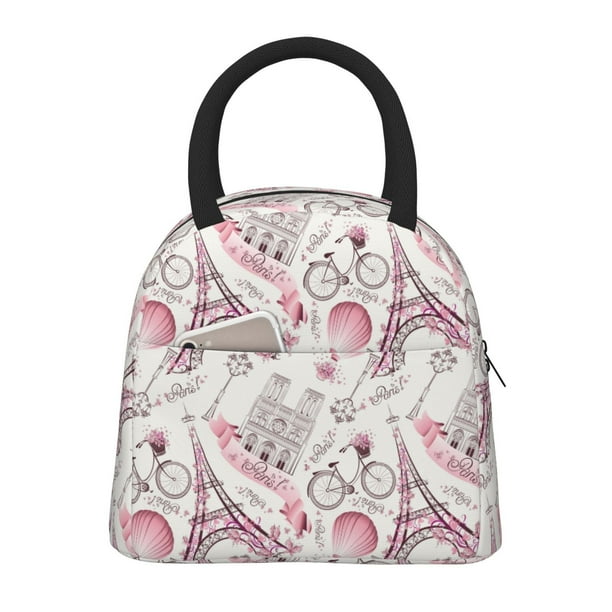 Disketp Romantic Travel In Paris Bolsa Térmica para Almuerzo, Lonchera con Abertura Amplia y Gran Capacidad, Organizador Reutilizable para Mujeres, Hombres y Adultos