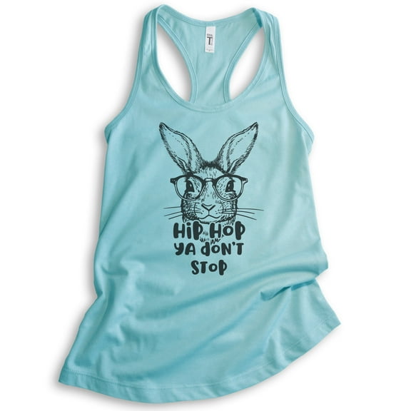 Hip Hop Ya Don't Stop Rabbit Tank Top, Ladies Racerback Tank Top, Easter Tank, Bunny Hipster Rabbit Tank, Cancun, X-Small