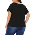 thumbnail image 3 of Agnes Orinda Women's Plus Size Tops Twist Knot V Neck Short Sleeve Summer Casual Blouses 4X Black, 3 of 6