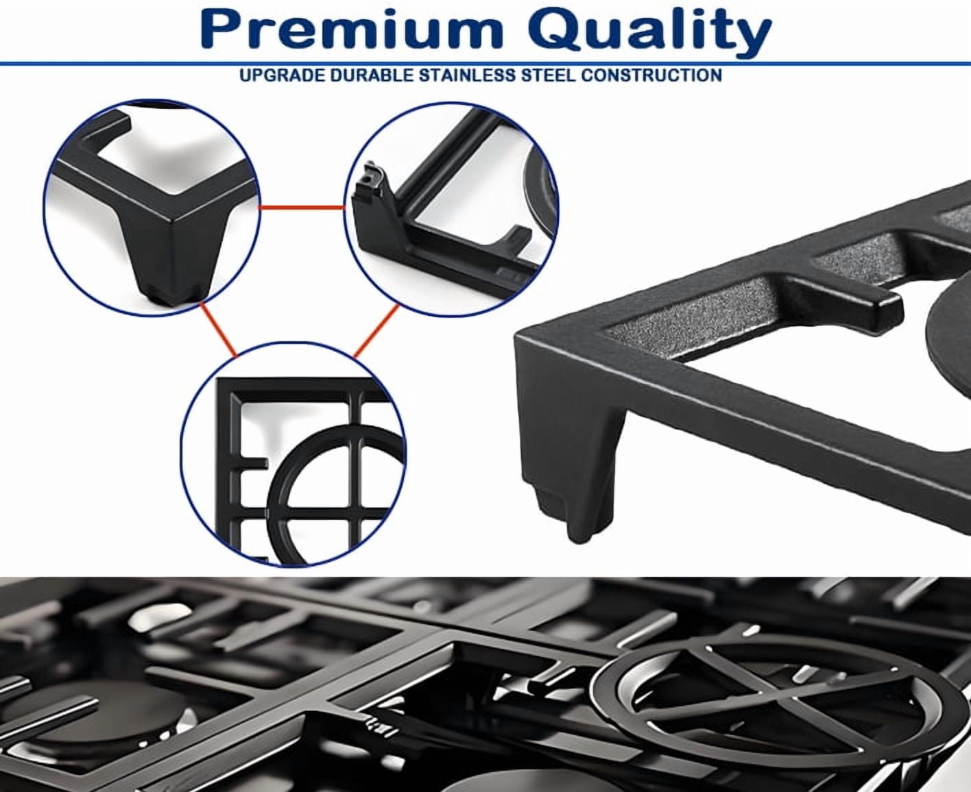 W11380124 Burner Grate Fit for Whirlpool Stove Grate Replacement Parts for Gas Stove, 11’’x10.8’’ Cooking Grate KFGC506JSS KCGC506JSS KFGC558JSS Top Surface Grates