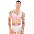 thumbnail image 3 of Ropa interior sexy con sujetador de encaje y lazo para hombres europeos y americanos, combinación de boxers de tentación, pijama pseudo-Niang, 3 of 3