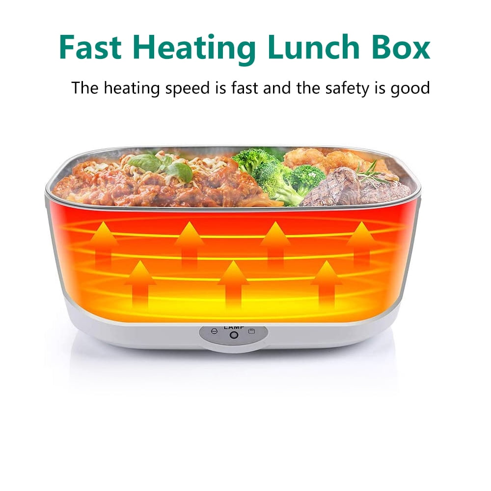 Electric Lunch Box, 1.5L 2-In-1 Portable Food Heater with SS Fork & Spoon for Car Truck and Home(Gray)