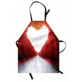 thumbnail image 1 of Love Apron Road to Love Tunnel Autumn Trees Foliage Forest Landscape Scenery Rural Nature Art, Unisex Kitchen Bib Apron with Adjustable Neck for Cooking Baking Gardening, Red White, by Ambesonne, 1 of 3
