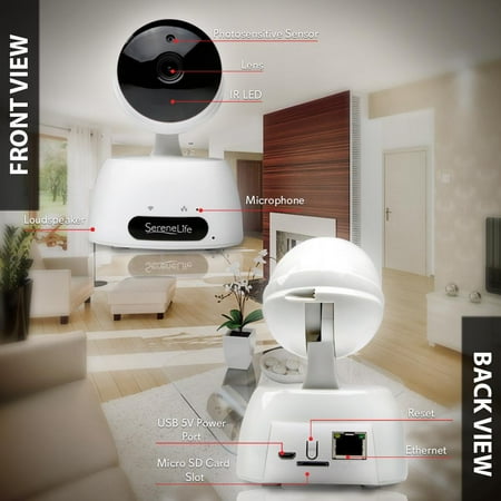 SereneLife Indoor Wireless IP Camera, HD 1080p 2MP Wi-Fi Network Security Surveillance Cam with LED
