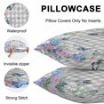 thumbnail image 5 of Lumbar Pillow Covers 20x12 Inch Set of 2, Watercolor Flowers Waterproof Outdoor Pillow Covers, Spring Butterflies Floral Gray Plaid Decorative Cushion Pillowcases for Couch, Sofa, Bed, Garden, Patio, 5 of 9
