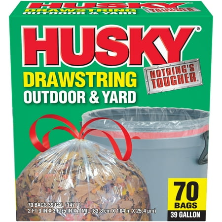 Yard Art Storage Bag - Husky 39 Gal Drawstring 70 Ct Clear Yard Bag