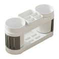 thumbnail image 2 of Toothbrush Holder Organizer, Sink Countertop Bathroom Storage Tray with Cup Holders and Drainage Holes, Multifunctional Toothbrush and Mouthwash Cup Organizer for Counter, Kitchen Sink, 2 of 6
