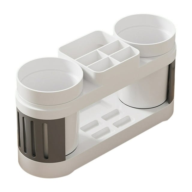 A3 White Modern Toothbrush Storage Tray Bathroom Counter Organizer With Partition Design Water Resistant Material For Oral Care Essentials #02313