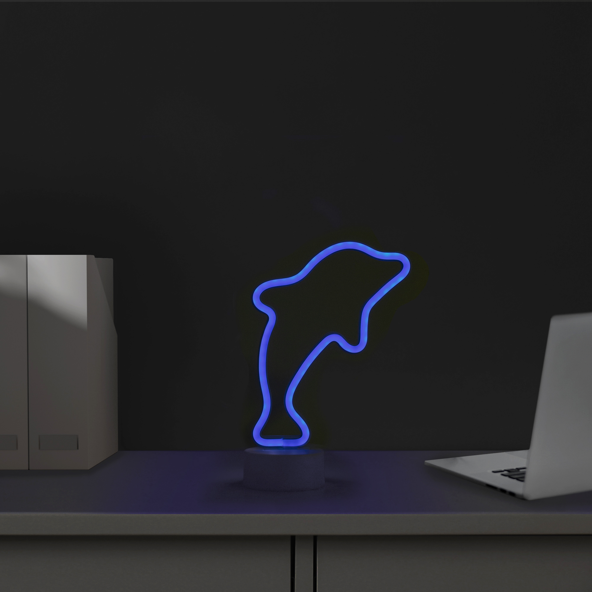 10.25" Blue Dolphin LED Neon Style Table Sign