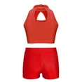 thumbnail image 6 of iiniim Kids Girls Halter Sequins Crop Top with Shorts Set Jazz Hip Hop Modern Street Ballet Ballroom Dance Costume A Red 12, 6 of 7
