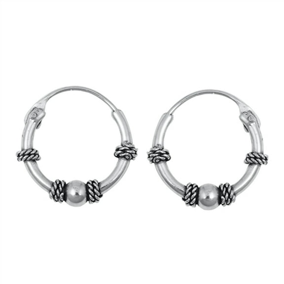 Sterling Silver Boho Hoop Bali Style Rope Knot Earrings 925 New Jewelry Female Unisex