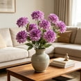 thumbnail image 4 of Gallickan 1pc 3-Head Artificial Dahlia Flower, 25.19in Faux Silk Large Bloom Stem, Realistic Peony for Home Table Wedding Decor, Purple, Style B, 4 of 6