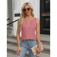 thumbnail image 2 of Camiseta sin mangas de verano para mujer, atuendos informales de negocios, camisa de trabajo elegante, holgada y básica 2024 (rosa-M), 2 of 4