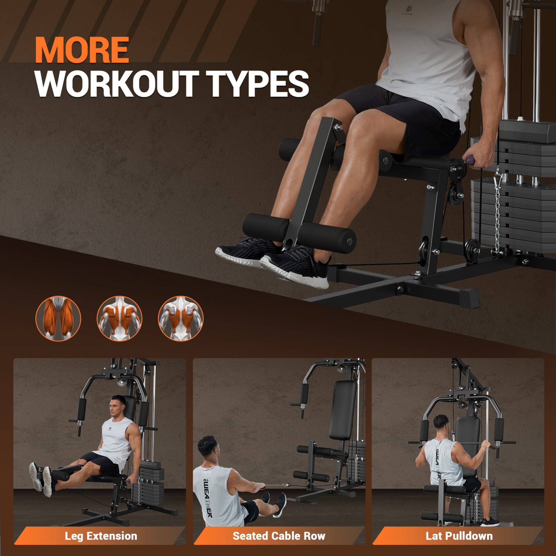 GARVEE Multifunctional Home Gym System,Home Gym Station with 100LBS Weight Stack,Exercise Equipment for Full Body Traning with Pulley System