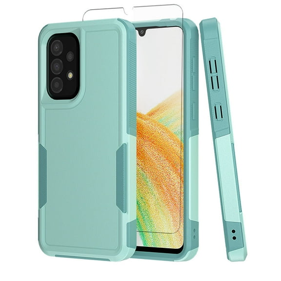 NIFFPD Samsung Galaxy A33 5G Case with Screen Protector Tough Rugged Shockproof Protective Phone Case for Galaxy A33 5G Light Green