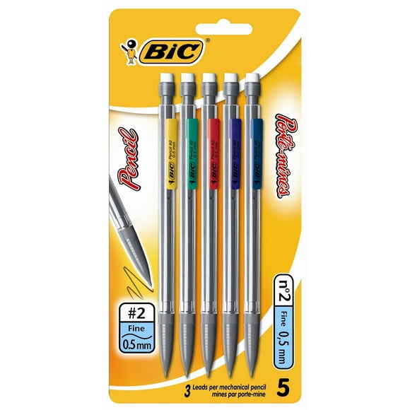 BIC Extra-Precision Mechanical Pencil, Metallic Barrel, Fine Point (0.5mm), 5 Count