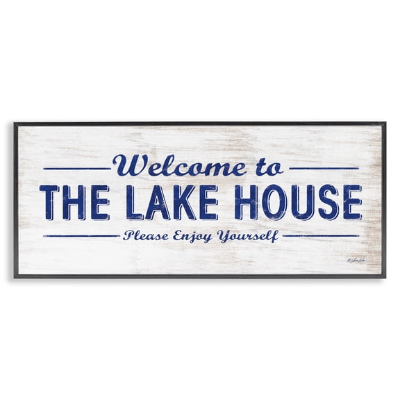 Stupell Industries Rustic Lodge Welcome to the Lake House Black Framed Giclee Art, 24 x 10, by Lauren Rader