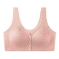 thumbnail image 3 of Bras for Women Wireless Plus Size Lace Fashion Thin Style Ventilate Front Buckle Bra Without Steel Rim Pink M-3XL, 3 of 6