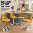 thumbnail image 6 of ODUSE-DAILY Yellow Velvet Swivel Bar Stools Set of 2 with Upholstered Back, 25-33 Inch Height Adjustable, Bar Chairs for Counter Height Bar Height Kitchen Island Pub (2Pcs, Silver Base, Gold), 6 of 10