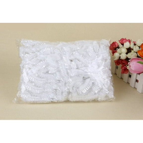 TECHTONGDA 100pcs Disposable Shower Cap One-off White Color Hats Hotel Home Shower Hair Elastic Caps