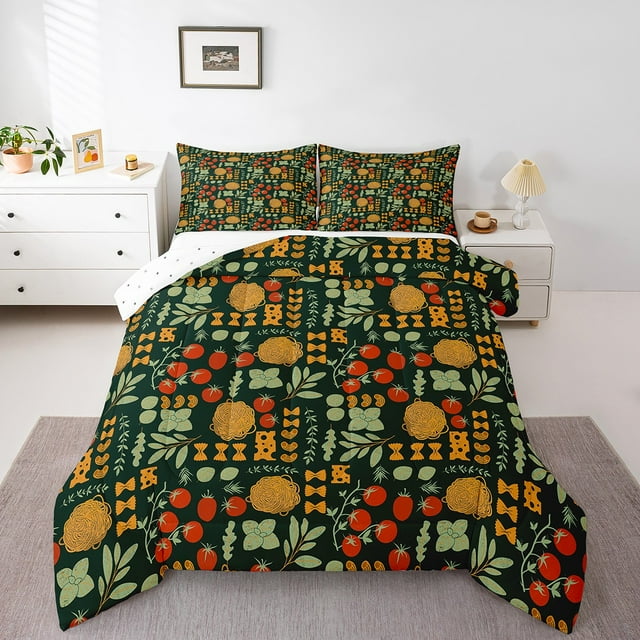 Erosebridal Plant Leaf Bedding Sets Full with Comforter, Rustic Botanical Duvet Insert, Green Reversible Bedding Full Comforter Set, Microfiber Room Decor, 3 Pieces