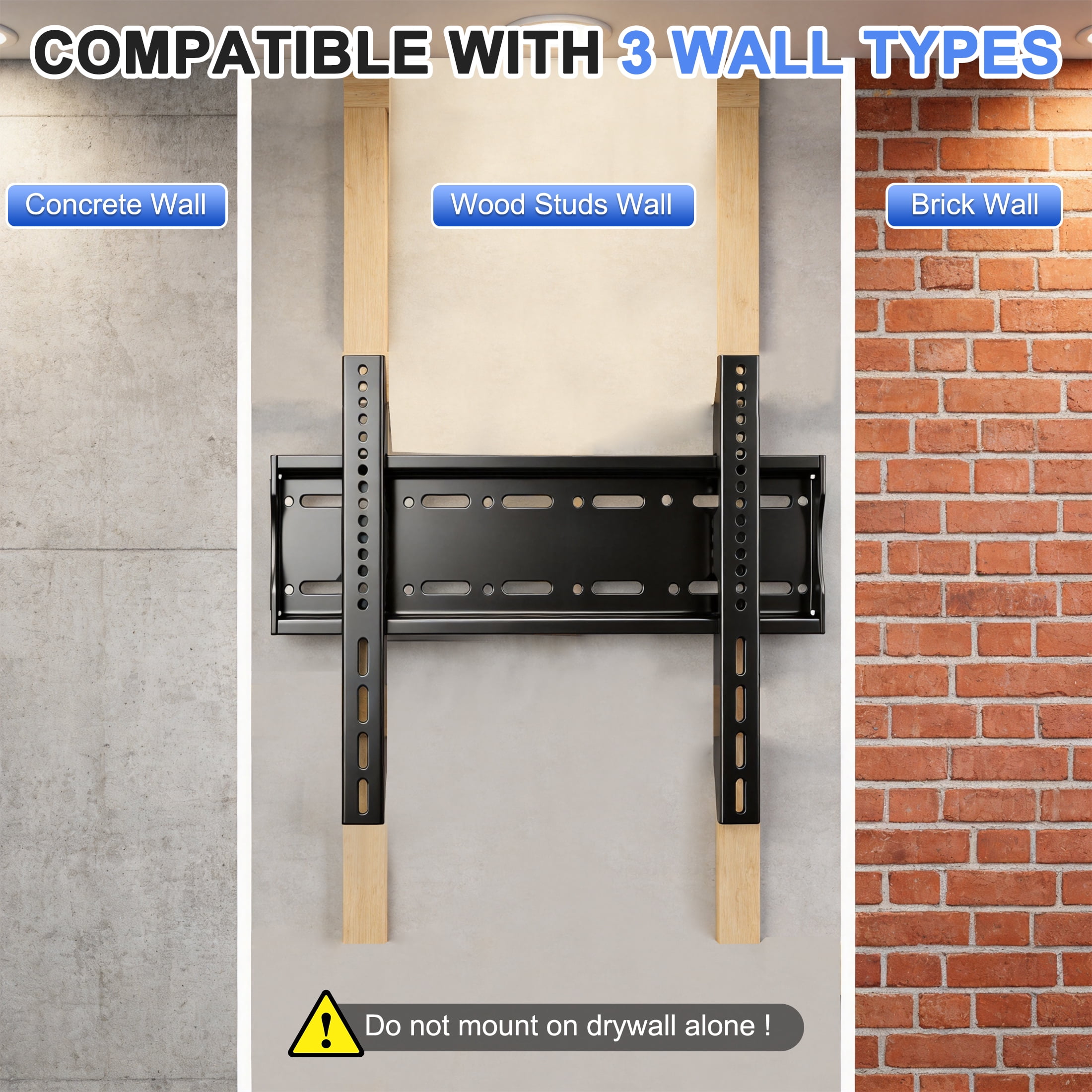 GARITIN TV Wall Mount Fixed Bracket, Low Profile TV Mount for 32" to 75" Flat Screen TVs, Holds 165 Lbs, Max VESA 600x400mm