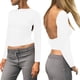 thumbnail image 1 of Top corto sin espalda de manga corta liso para mujer: camiseta sexy informal para la playa con cuello redondo y corte ajustado, 1 of 6