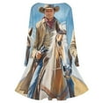 thumbnail image 5 of Western Cowboy Riding Long Sleeve Dresses For Women Vintage Elegant Party Dress Oversized V-neck Dress S-8XL, 5 of 7