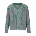 thumbnail image 5 of ZQGJB Fall Cardigans for Women Vintage Printed Long Sleeve Button V Neck Cable Knitted Pullover Sweaters Loose Lightweight Baggy Outwear Tops Gray S, 5 of 8