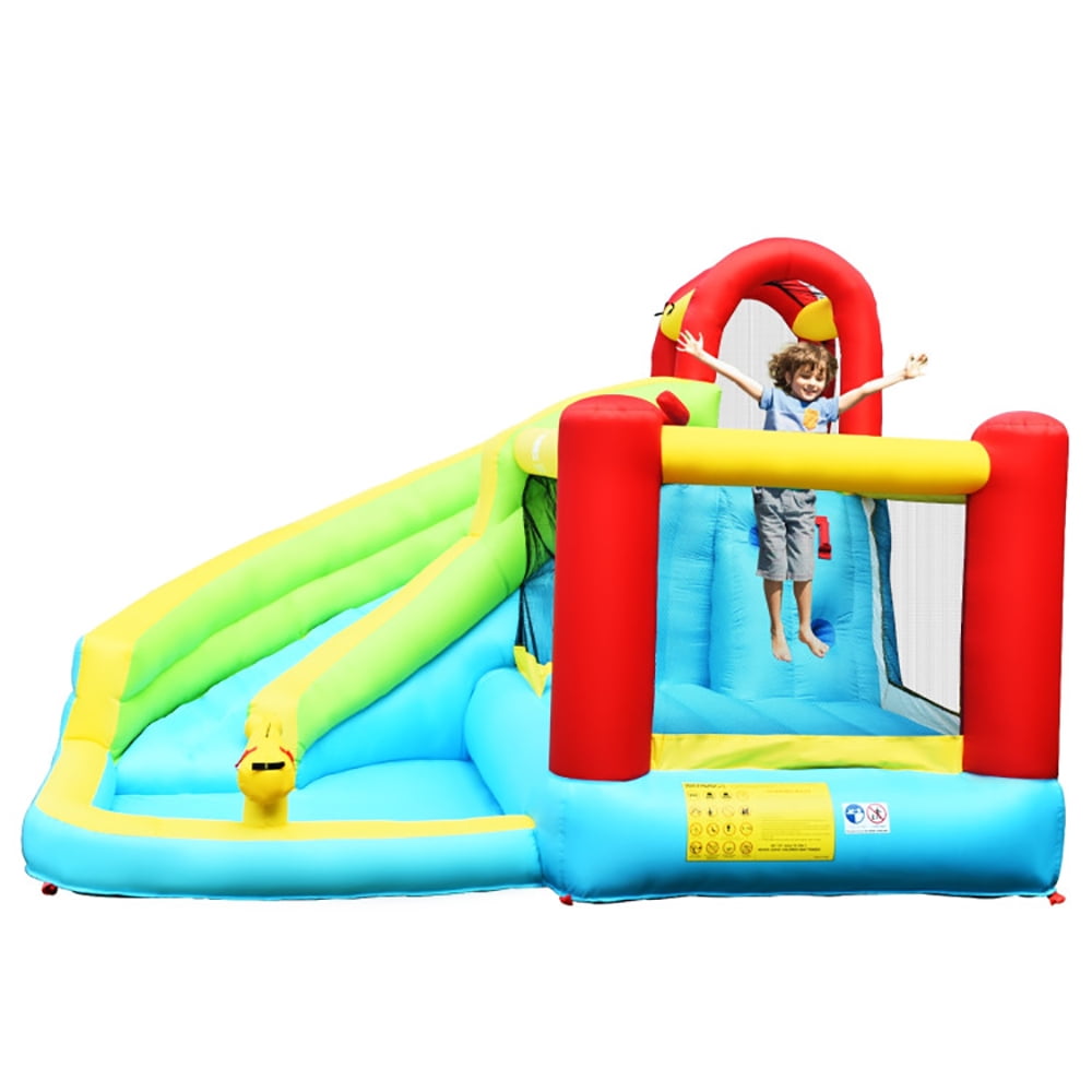 Aimee Lii 6-in-1 Inflatable Bounce House with Climbing Wall and Basketball Hoop without Blower, Playhouse for Kids Outdoor