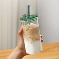 thumbnail image 5 of Dvruxg Heat Resistant Glass Cups with Straw, Square Heat Resistant Transparent Coffee Glass Cup with Lid and Straw, Cold Drinks Cups, Juice, Milk Cup, 5 of 5