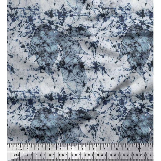 Soimoi Moss Georgette Fabric Leaves & Texture Printed Fabric 1 Yard 42 Inch Wide