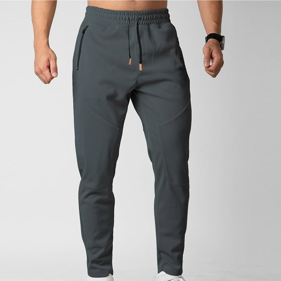 Handshe Men's Cargo Pants，Adjustable Drawstring Waist & Solid Color，Versatile Outdoor Work Pants with Pockets for Sports and Daily Wear