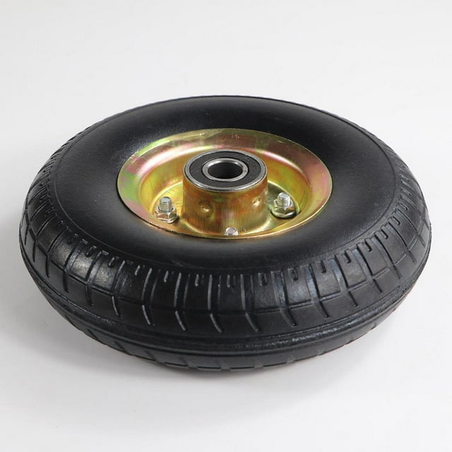 DYNWAVECA 10 Pouces Pneu de Brouette 3,50-4 Roue à Plat Largeur Libre 2,6 Pouces Pièces de Rechange Accessoire Remplacement pour Diable Installation Rapide Trou de Roulement 20 mm