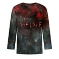 thumbnail image 2 of Camisas de Manga Larga para Hombres Imprimir Blusa de Manga Corta de Cuello Redondo, Camisas de Lino para Hombres, 2 of 4
