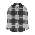 thumbnail image 7 of SELONE Women Winter Jackets Kneelength Plaid Fleece Coat Button Long Sleeve Collared Outerwear with Pockets Tops Black S, 7 of 7